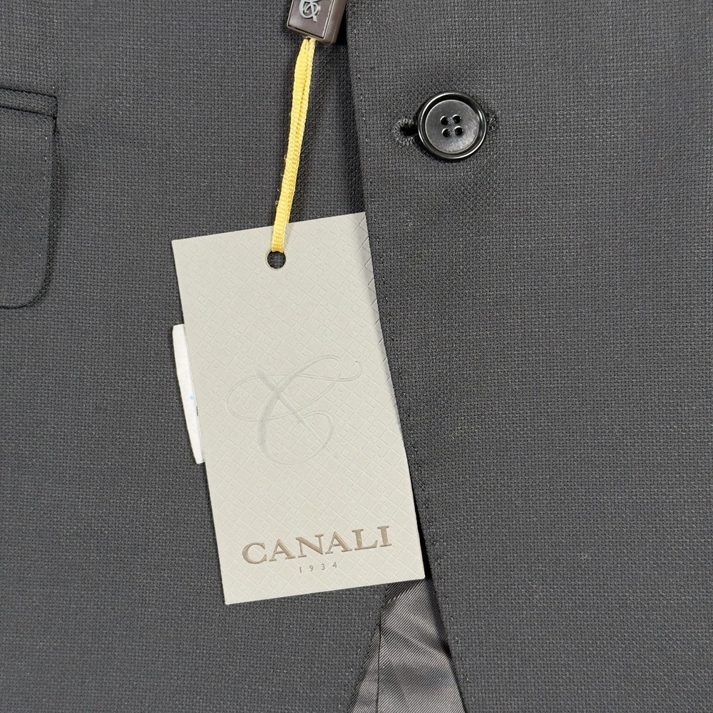 $1,545 CANALI TRAVEL WATER RESISTANT Black Wool Blazer 38 (EU 46) Tacking Stitch - Picture 7 of 16